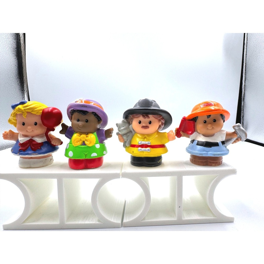 Fisher-Price Little People Figures Lot Firefighter Construction Girl Balloon 4pc